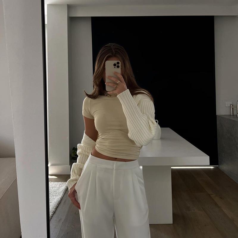 2023 Spring New Short Sleeve T-Shirt Women Solid Simple Casual Soft All-Match Hot Basic Crop Tops Tees Summer Fashion