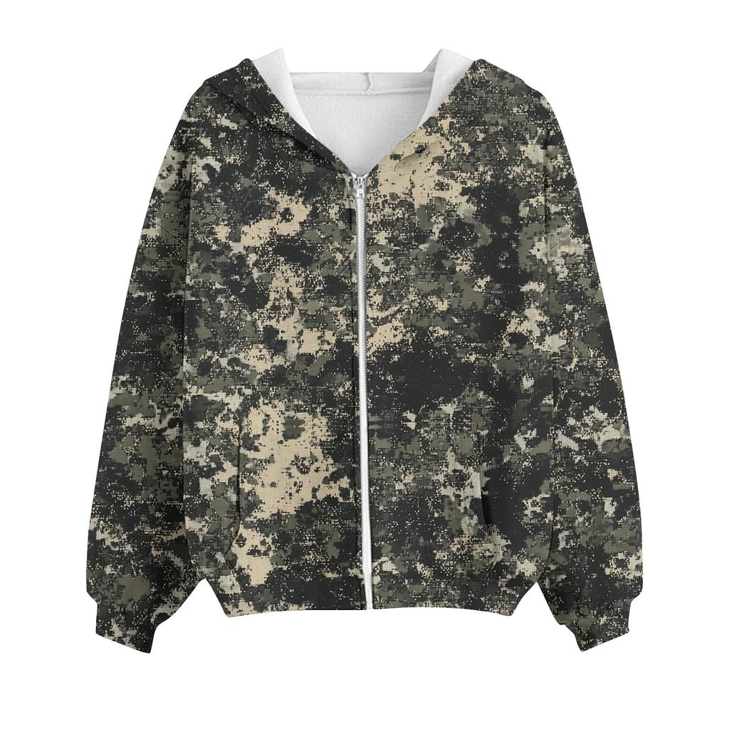 Толстовка с капюшоном на молнии для женщин с длинным рукавом, свободные толстовки для женщин, куртка с карманами, модная одежда на осень