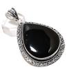 Кулон из черного оникса ручной работы из серебра 925 пробы 2,56" k7B58