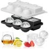 Ice Cube Tray Silicone Round Ice Ball Mold Square Large Ice Mold Combo with Lid Easy-Release Ice Ball Maker for Whiskey Cocktail