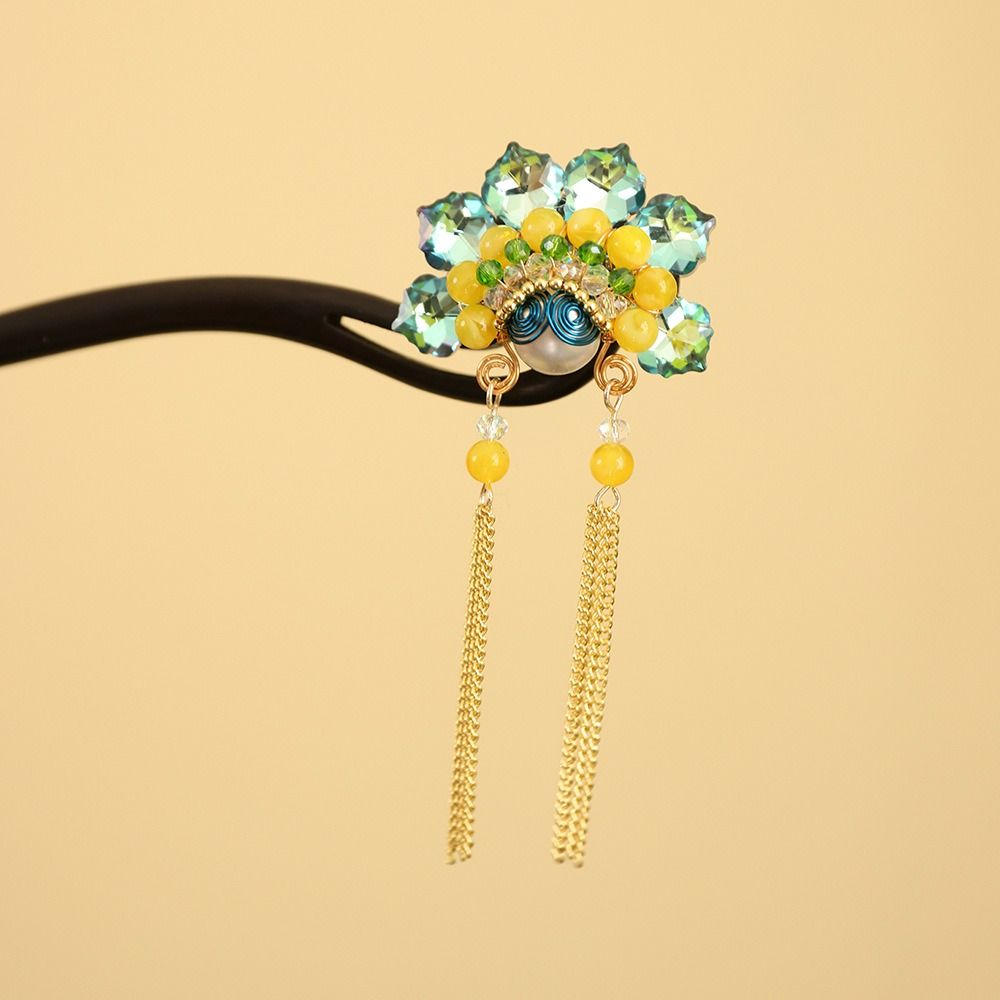 Red New Chinese Style Hair Clip Tassel Hanfu Hairpin Temperament Wooden Hair Stick  Bridal