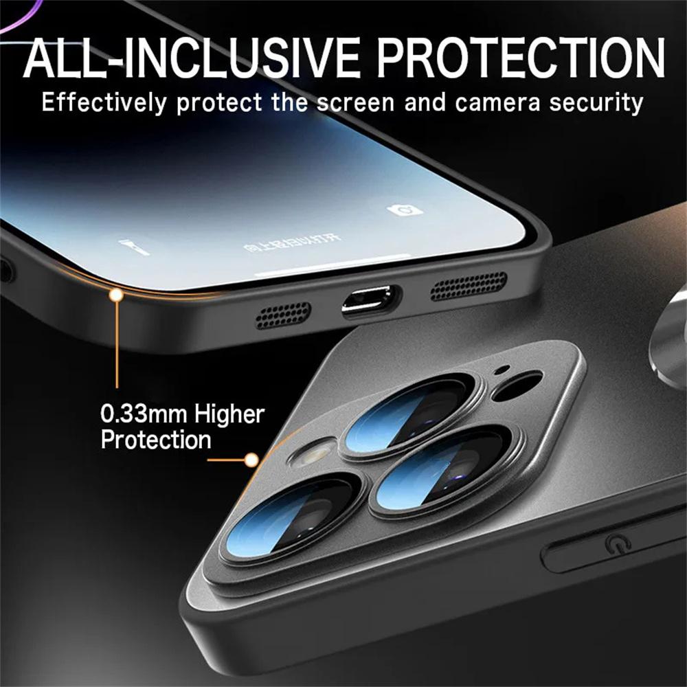 AG Frosted Glass Magnetic Phone Case For 16 15 Pro Max 14 13 12 11 For Magsafe Wireless Charging Plain Cover