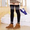 1 пара женских зимних носков для голени из плотного материала с цветными блоками, накидки на ноги выше колена, нескользящие, высокоэластичные, сохраняющие тепло носки