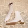 Fashion Winter Sexy Chelsea Boots Pointed Tip Thick Heel Back Zipper Middle Follow Women Shoes Microfiber Leisure Comfortable Smooth