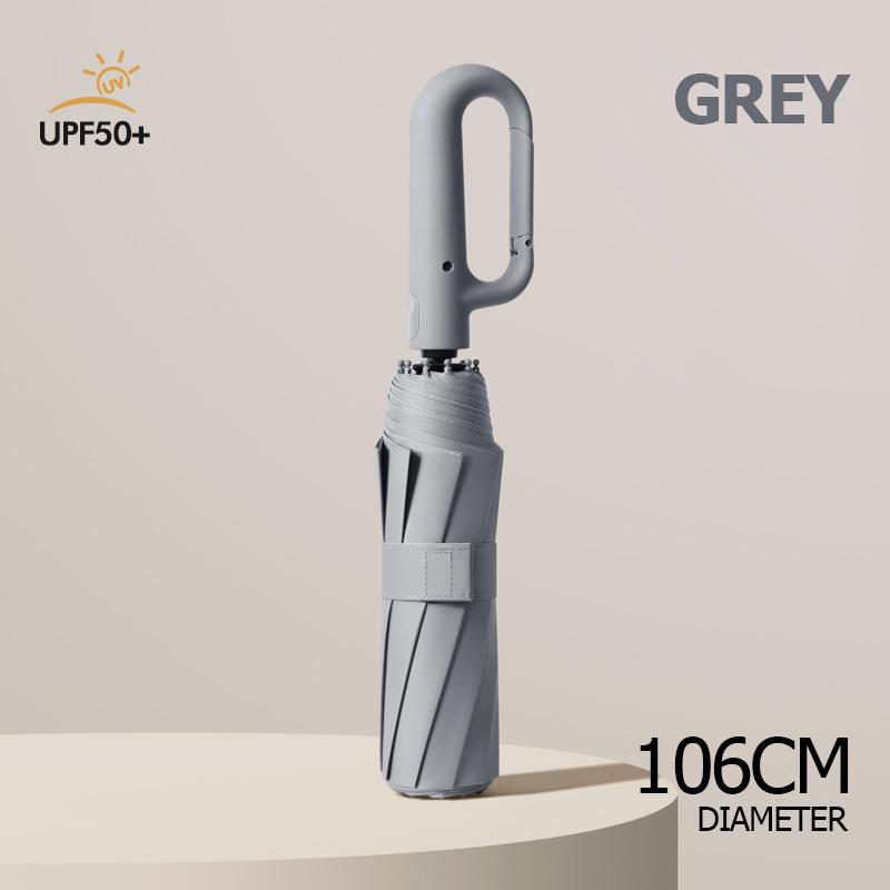 Big Windproof Strong Umbrella with Reflective Stripe Reverse Automatic Fold UV Umbrella for Rain Sun Carabiner Handle Luxury