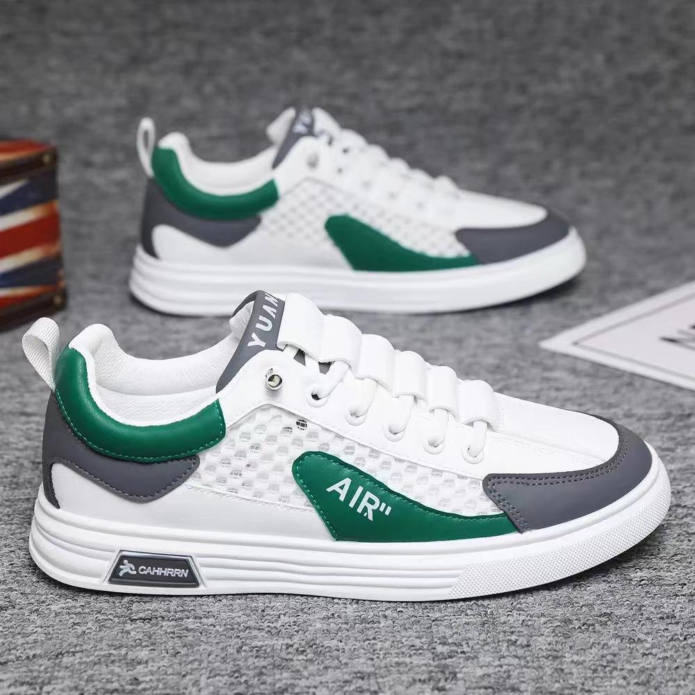 Men's shoes 2024 summer breathable thin mesh hollow one pedal small white board shoes men's casual sports net shoes tide