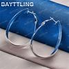 Luxury 925 Sterling Silver 35mm Smooth U-Shaped Earrings for Women Fashion Accessories Wedding Jewelry