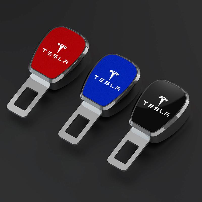 1Pcs For Tesla Model 3 Y S X Cybertruck Roadster Juguete Auto Car Seat Belt Clip Extender Metal Badge Lock Buckle Accessories