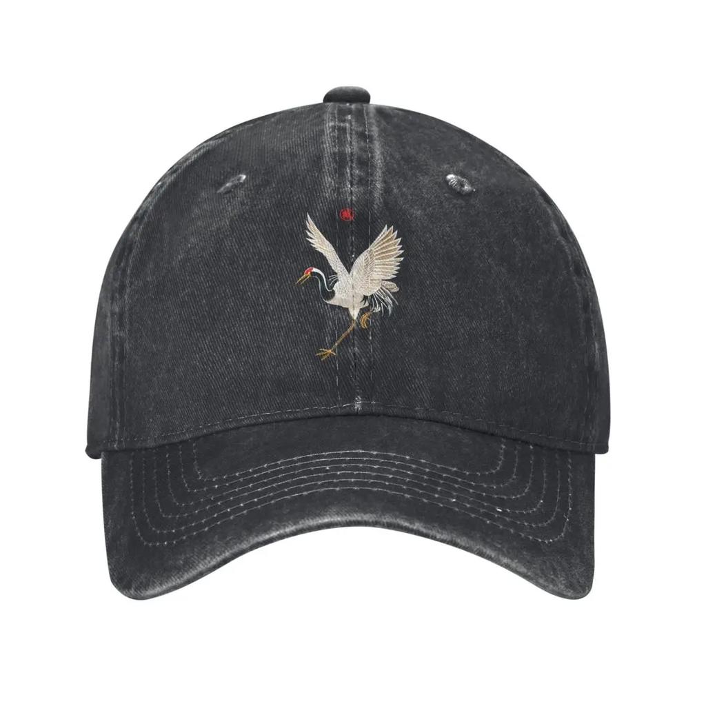 Japanese Crane Embroidery demin Trucker Hat Outdoor Adventures Cap Female Mens Baseball Cap