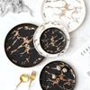 Nordic Salad Plate Golden Inlay Dinner Dish Marble Pattern Steak Plates Home Hotel Ceramic Food Dishes Tray Drop