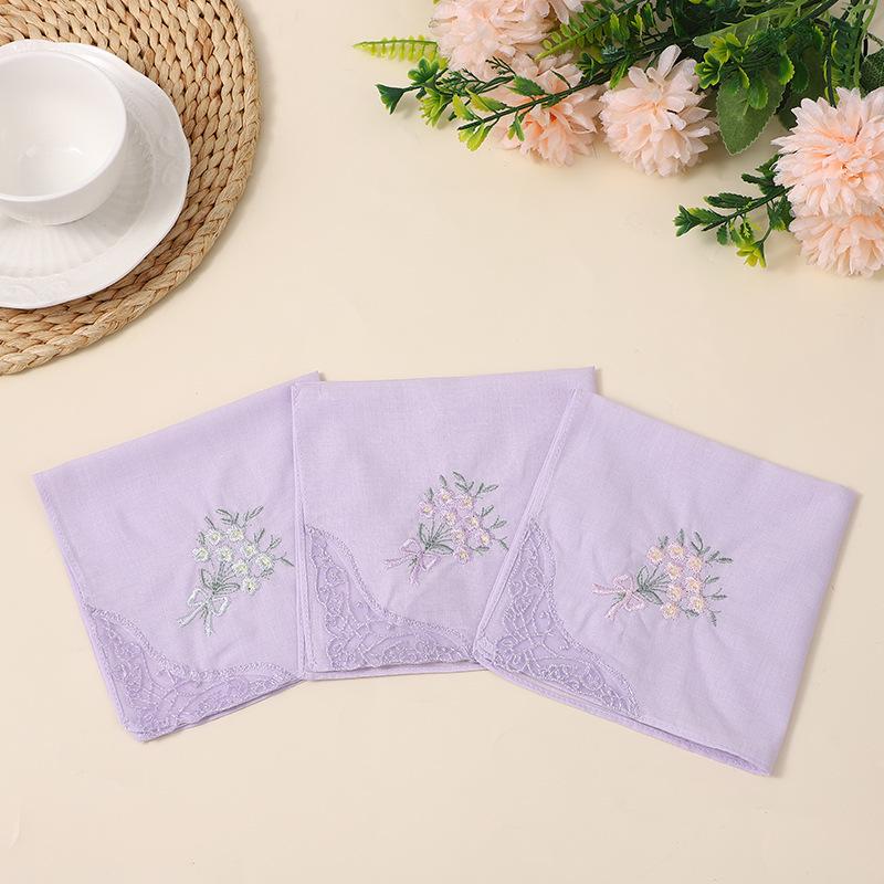 Цветной кружевной вышитый женский хлопковый носовой платок, 60-е годы, японский чистый хлопок, квадрат 28 см