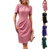 Fashionable, Leisurely And Sexy Women's Solid Color Mid-length Skirt Women's Summer Temperament  Round Neck Dress