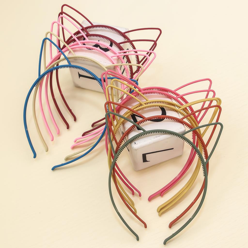 12pcs/set Girls Cat Ear Headbands Matte Cat Ears Headband Plastic Teeth Hairbands Family Decoration Party Hair Accessories