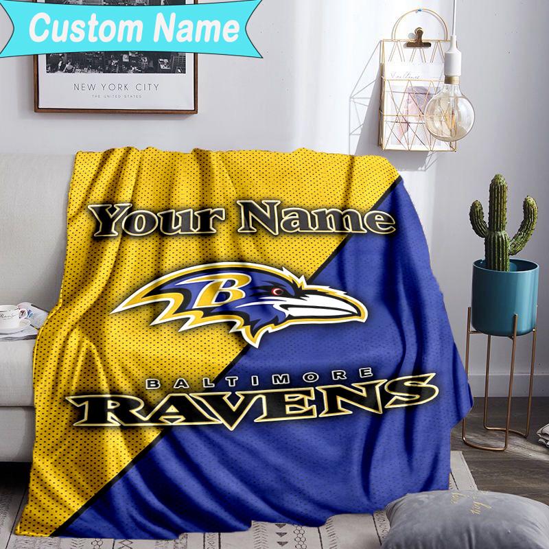 Custom Name Blanket Ravens Team Spirit Blanket Bedding Blanket for Travel, Camping, Living Rooms, Offices, Sofas, Fan Christmas gift