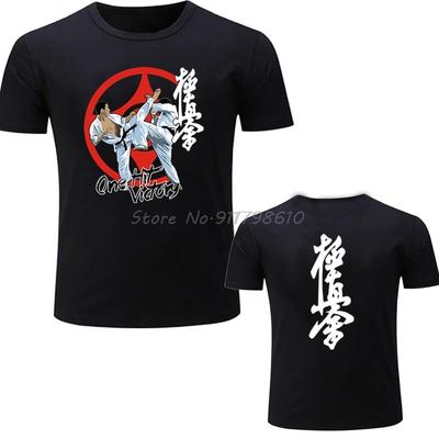 Футболка Kyokushinkai Kyokushin Kai Kan Футболка Каратэ One Hit Kill ММА Смешанные Боевые Искусства Хлопковая Футболка Мужская Футболка Европейский Размер