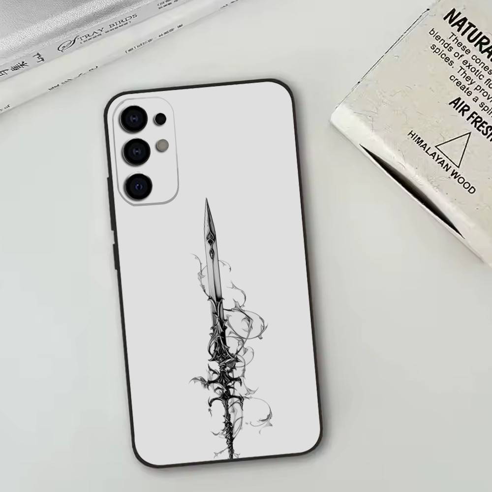 Креативный узор 'Меч' Чехол для телефона для Samsung S25,S24,S21,S22,S23,S30,Ultra,S20,Plus,Fe,Lite,Note,10,Черный Чехол