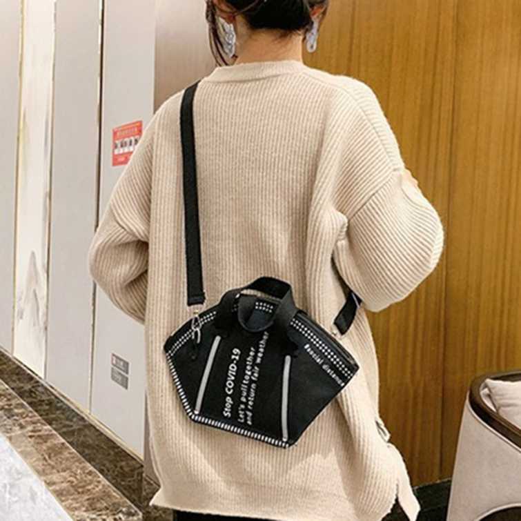 Модная индивидуальная забавная сумка в форме маски, творческая сумка для отдыха, большая вместительная парусиновая большая сумка, сумка через плечо с буквенным принтом