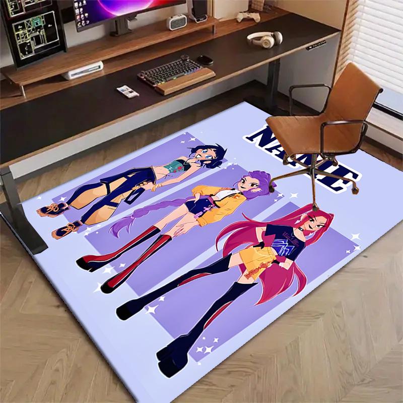 Custom KPop Demon Hunters Mat Personalized Name, Polyester Washable Indoor Entryway Rug, Gift for Christmas, Easter, Thanksgiving Day