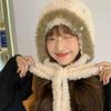 Internet celebrity versatile button hairy knitted hat female Korean thickened warm cute wool big head circumference hat