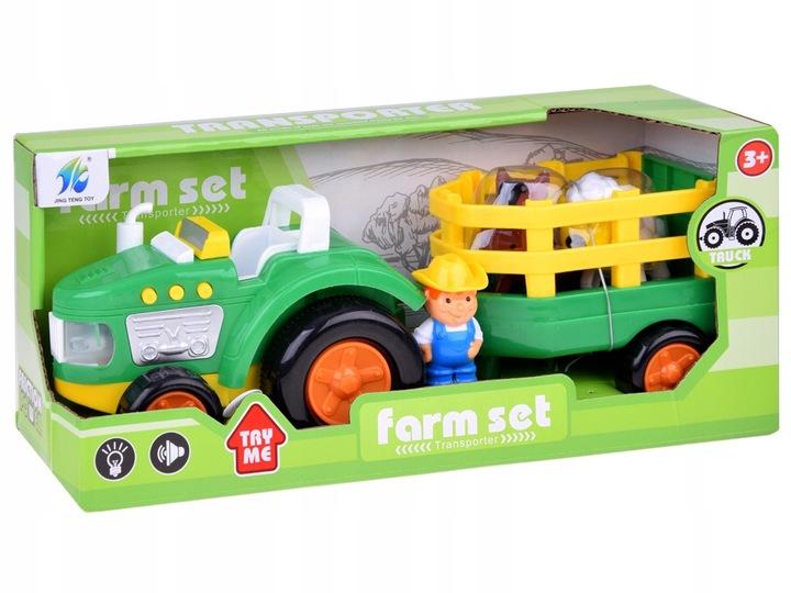 Traktor Z Przyczepą Farmer I Zwierzątka Dźwięk + Światło Za5390