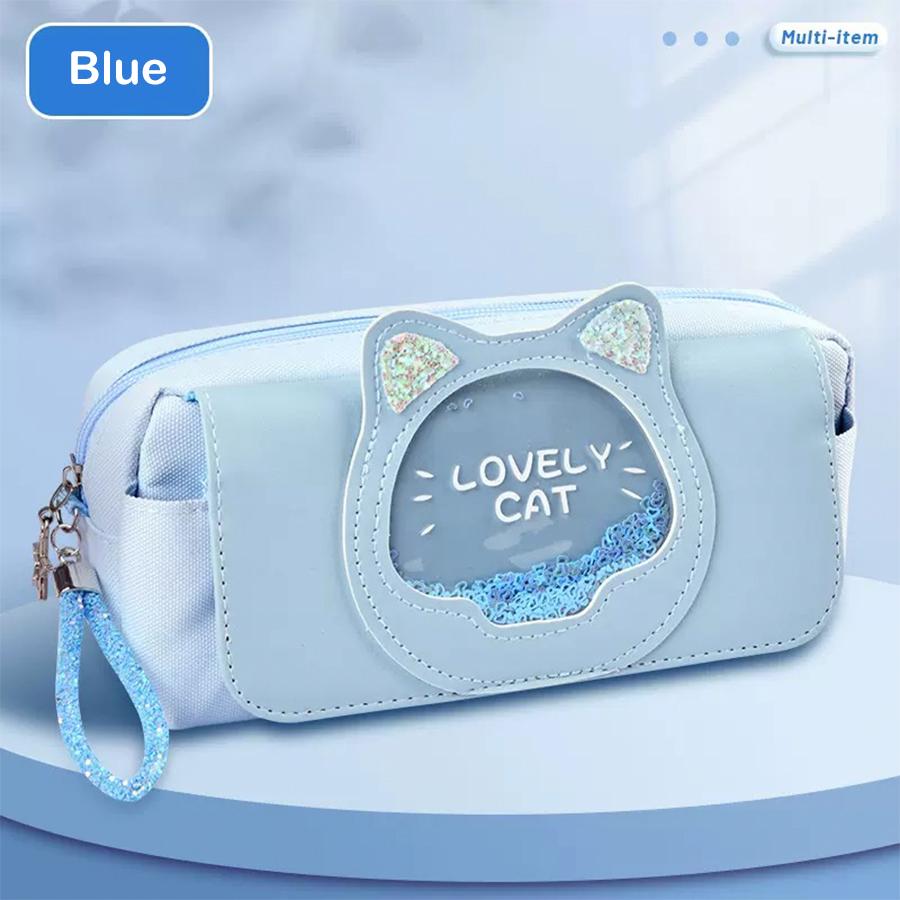 Kawaii Quicksand Pencil Case Large Capacity Multifunctional Pen Box Cute Storage Bag School Office Supplies Stationery