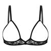 Womens Sexy Open Cups Bra Lingerie Sheer Lace Soft Wireless Brassiere Exposed Nipples Bralette Chest Brace Underwear Nightwear