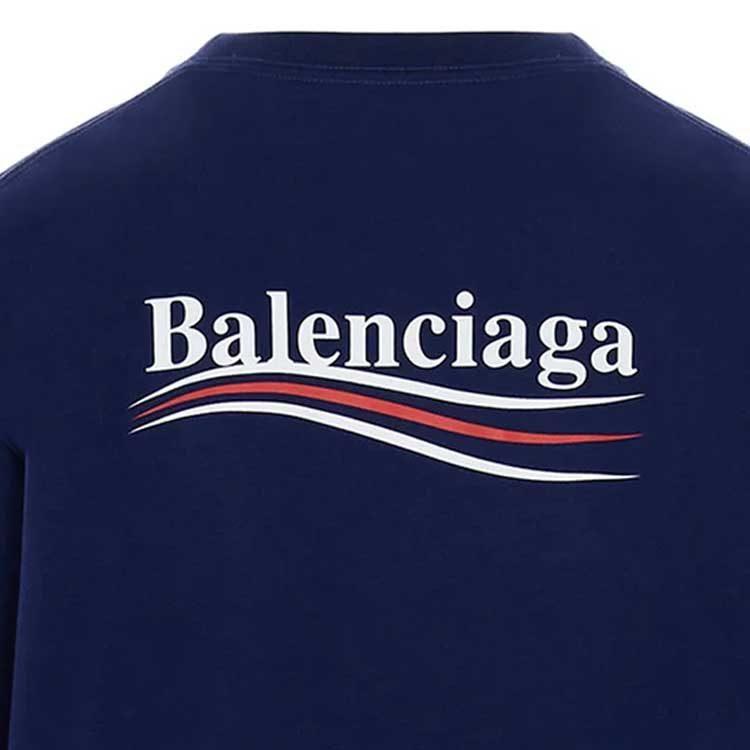 Balenciaga Женская темно-синяя свободная футболка с опущенными плечами 641655TIV521195