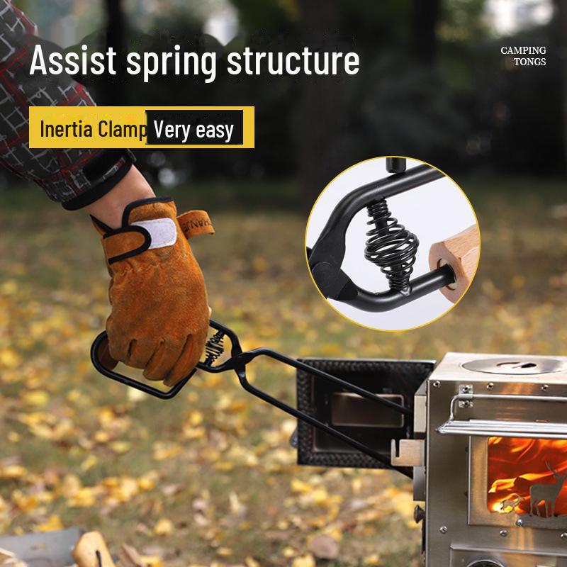 Extended Anti-Scalding Fire Tongs for Camping and Barbecue