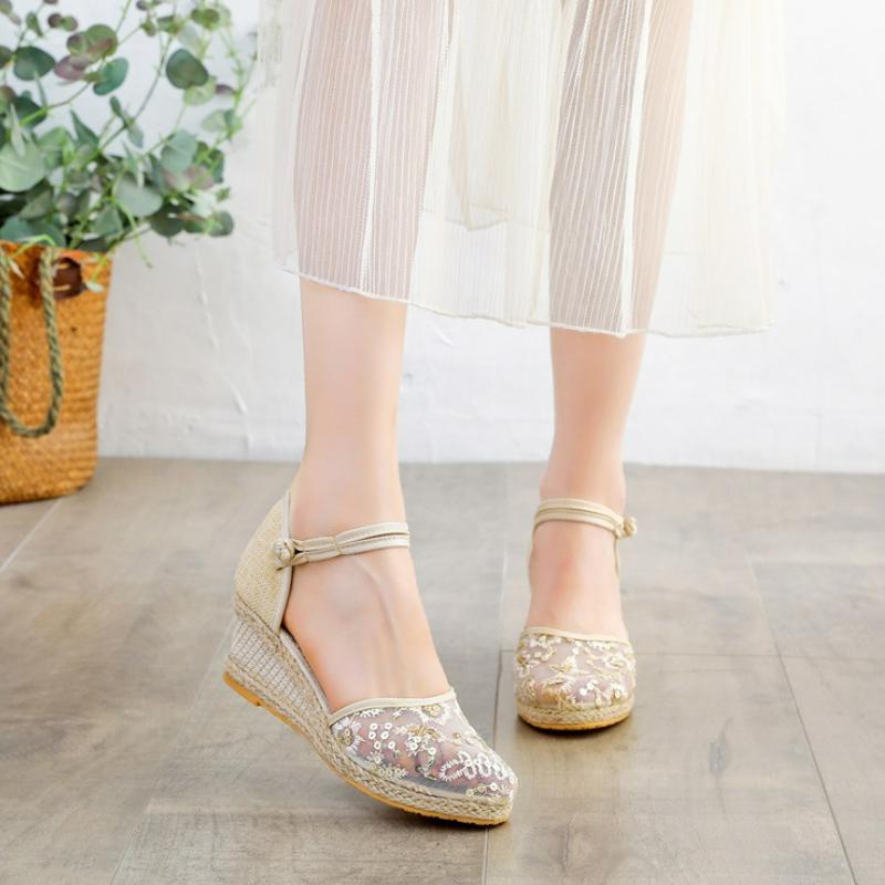 Модные женские босоножки на танкетке, лето 2024, новинка, эспадрильи, женские удобные прогулочные повседневные босоножки на каблуке, туфли-лодочки, обувь Zapatos Fiesta Mujer