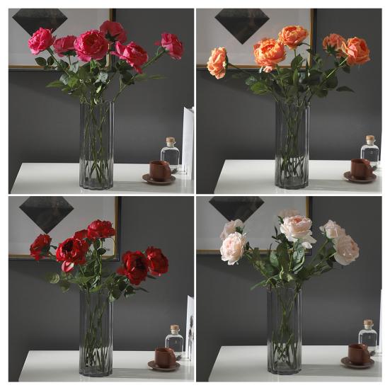 Artificial Rose Flower Fake Real Touch Rose with Stem Big Bloom Rose Branches for Wedding Bouquet Party Valentine's Day Floral