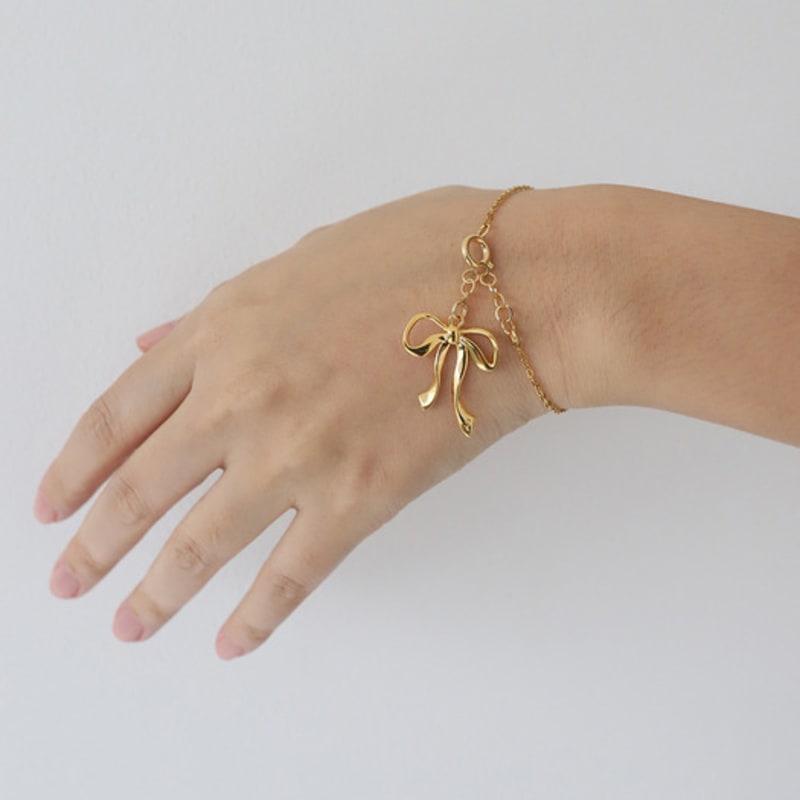 August Harmony Bow Slim chain Bracelet / 2color