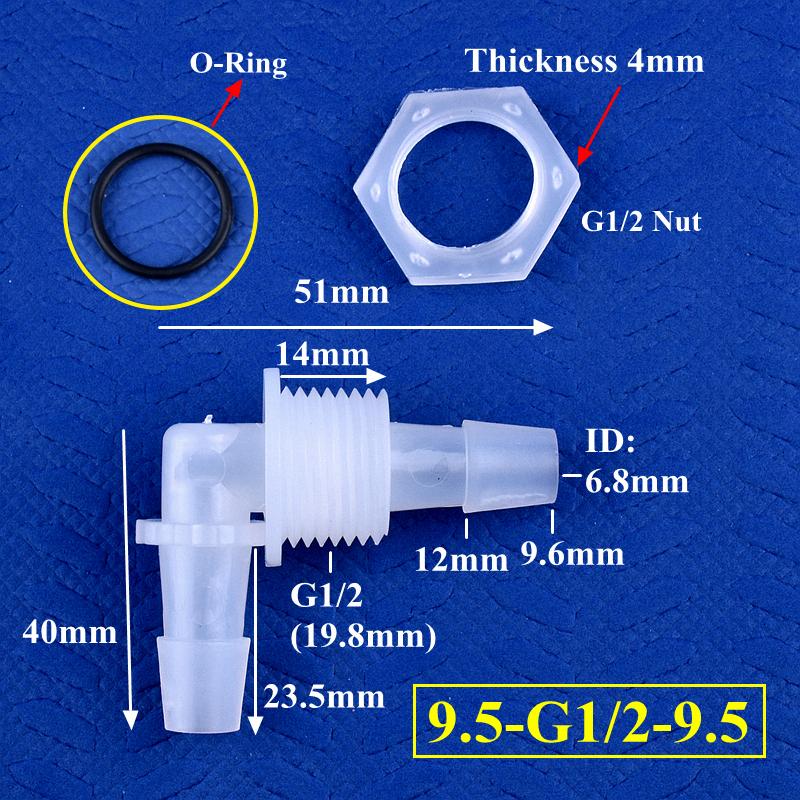 5~200pcs M6~G1/2 To 2.4-11.1mm PP Pagoda Elbow Connector+Nut O-Ring Irrigation Aquarium Tank Adapter Irrigation Water Hose Joint