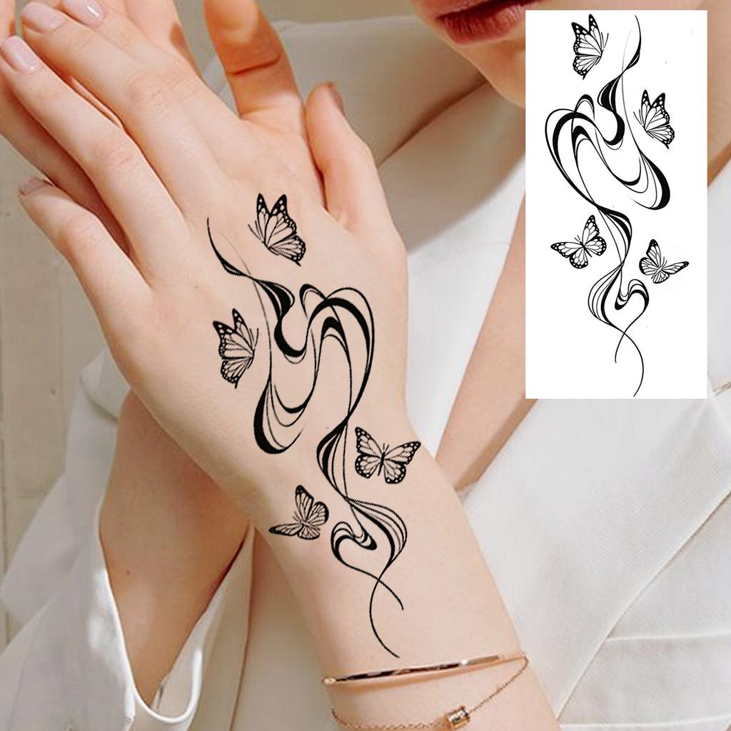 1 Sheet Rose Butterfly Phoenix Temporary Tattoo For Adult Hand Waist, Fake Tatoo Sticker Waterproof Long Lasting Realistic Tatoo