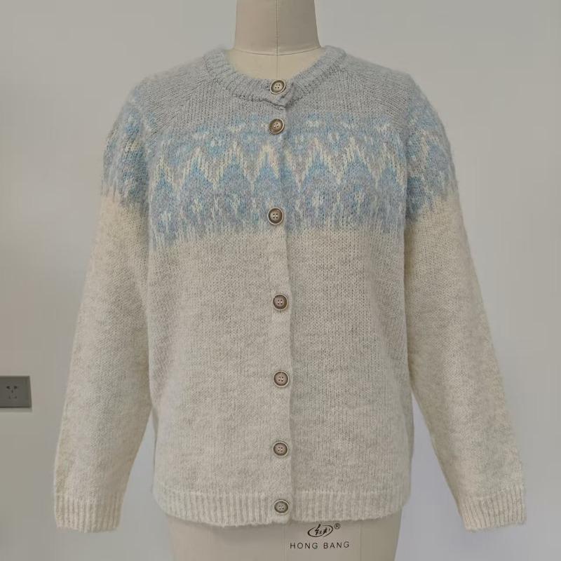 Женский винтажный вязаный кардиган в стиле Fair Isle, свободный свитер