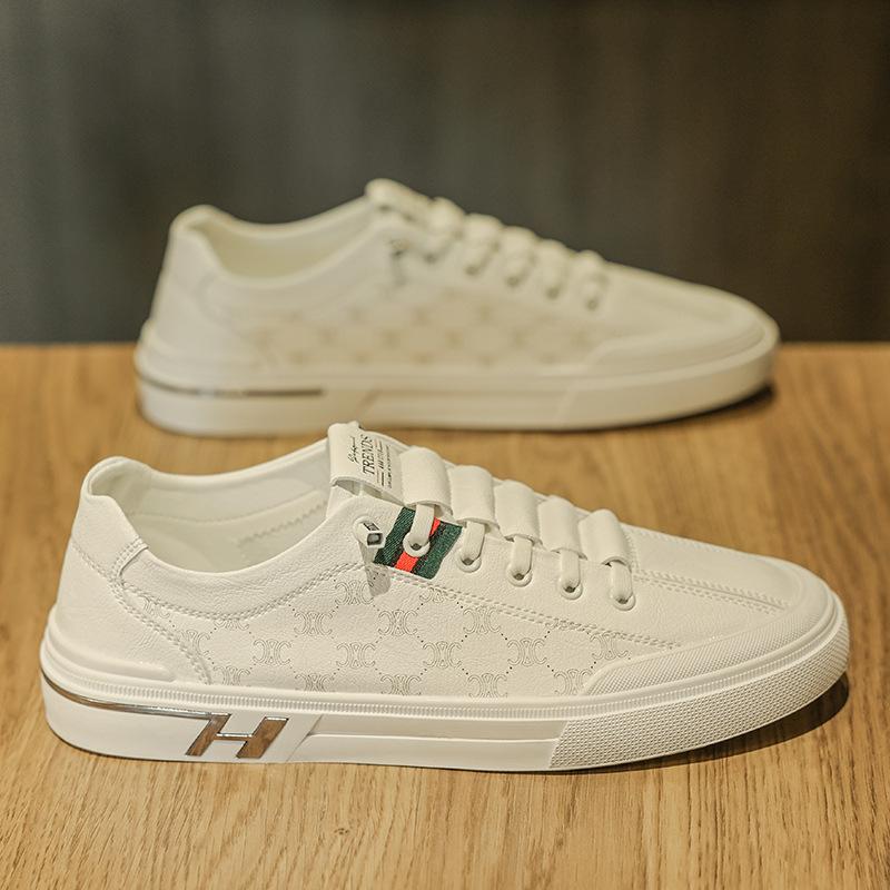 Летняя мужская обувь, дышащая, новая, универсальная, спортивная, белая, мужская, повседневная, кожаная обувь, модная обувь