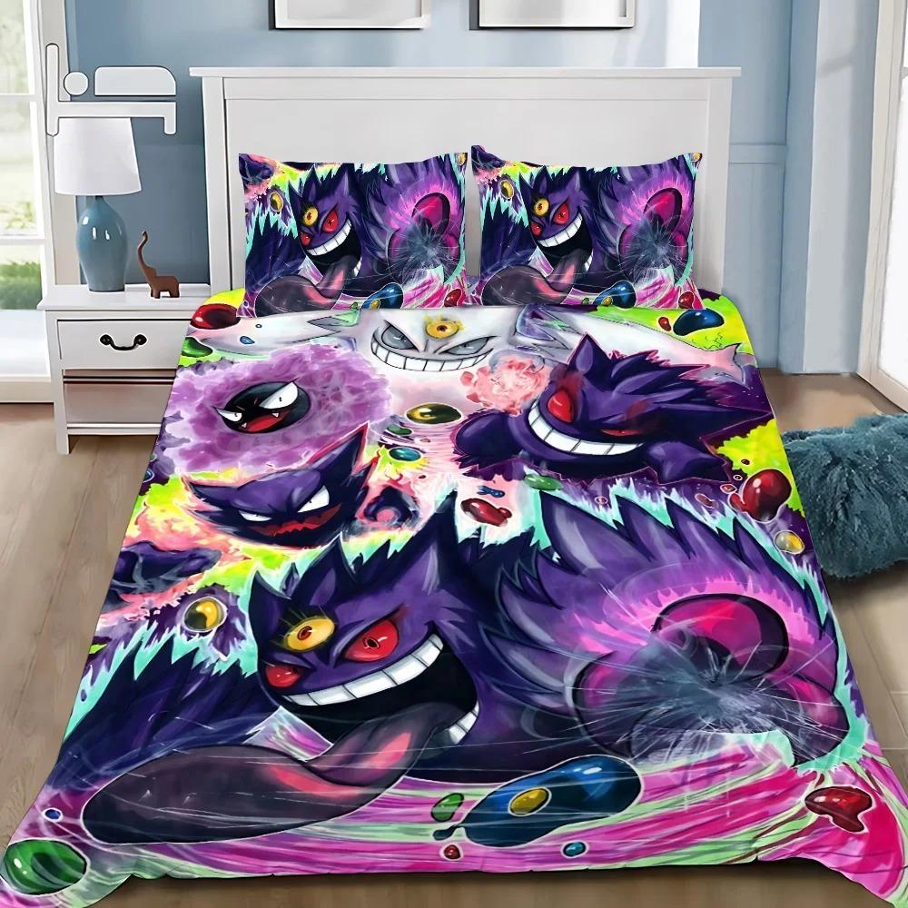 Мультяшные Милые Злые Покемоны Микрофибра Постельные Комплекты, Детский Подарок на День Рождения с Молнией Декор Комнаты для Подростков взрослых Пододеяльник