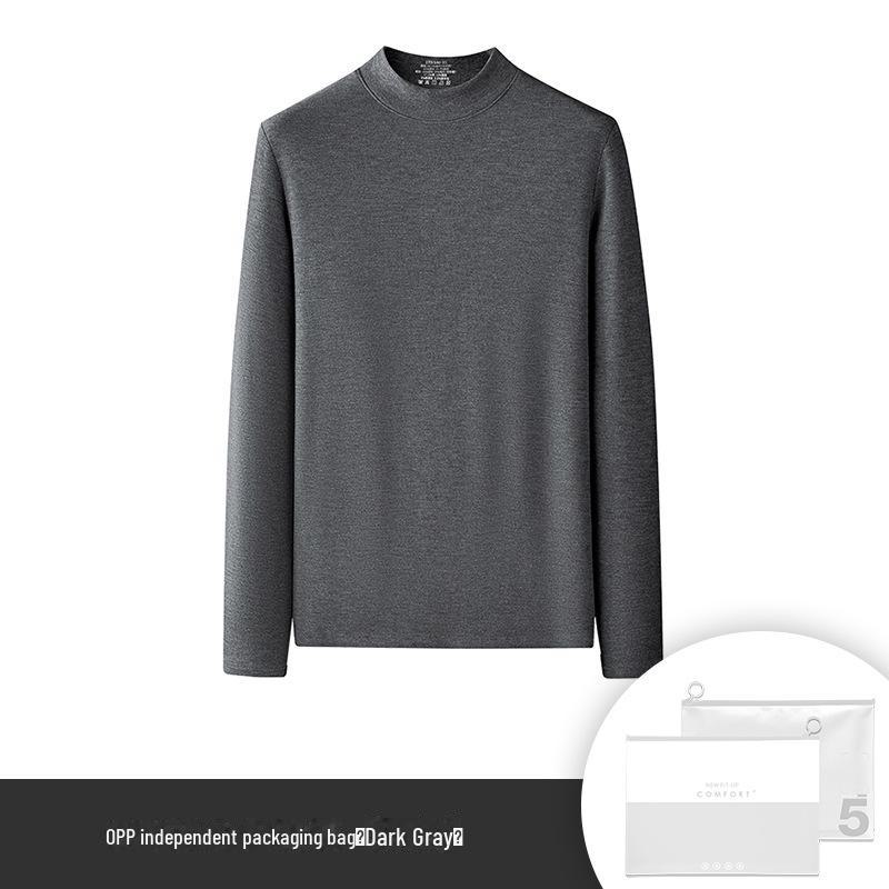 Мужская терморубашка из шелка и шерсти с полувысоким воротником и флисовой подкладкой