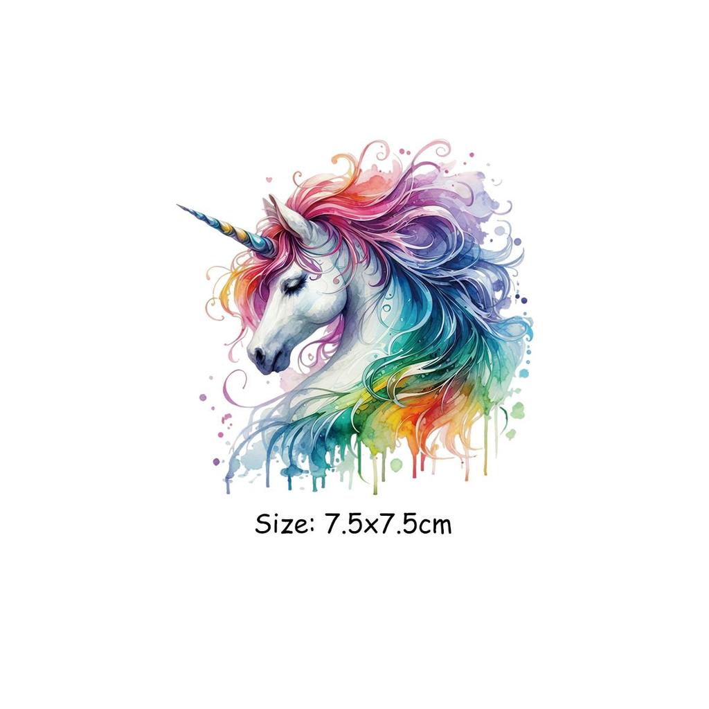 Heat Transfer Printing Watercolor Animals Set T-Shirt Clothes Stickers Heat Press Appliqued Diy Clothing Patches Easy To Cut