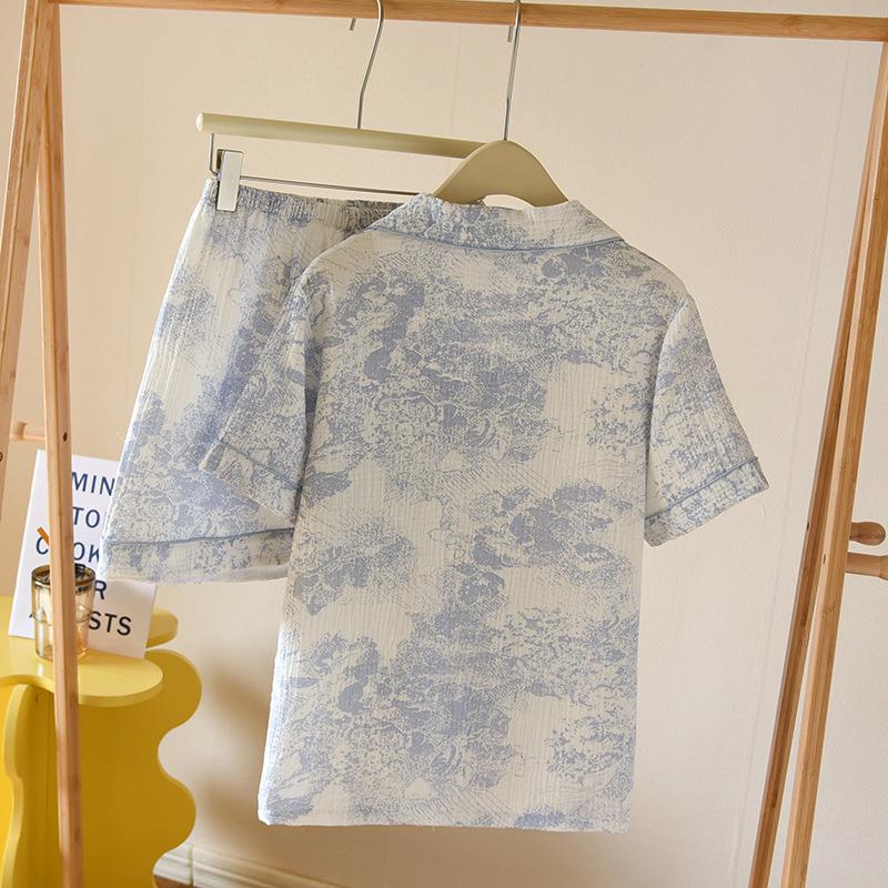 Женский летний пижамный комплект из чистого хлопка - Милый, Дышащий, с коротким рукавом и шортами