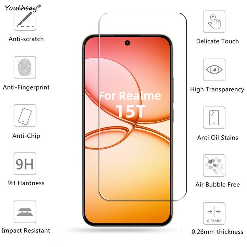 6-в-1 Полное клеевое стекло для Realme 15T Закаленное стекло Защитная пленка для экрана Realme 15T Пленка для защиты объектива камеры телефона HD Realme 15T