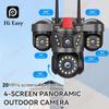10K 20MP UHD Уличная WiFi IP-камера Четыре объектива Четыре экрана 360° 16-кратное увеличение PTZ Камера безопасности Автоматическое слежение Беспроводная система видеонаблюдения CCTV