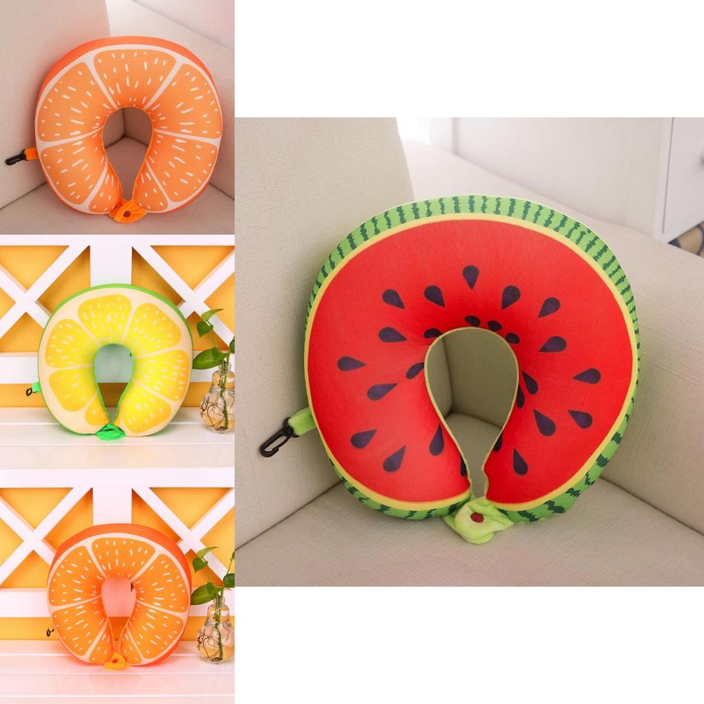 Foam Beads Filled Fruit Plush Neck Pillow For Travel And Relaxation