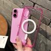 Прозрачный противоударный бронированный магнитный чехол для телефона iPhone 16 15 11 12 13 14 Pro Max Для беспроводной зарядки Magsafe Задняя крышка