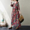 DIMANAF Большой размер Новое женское платье Цветочное Хлопковое Осенний стиль Праздничное Платье с принтом Леди Винтажное Свободное Повседневное Макси-платье 2024