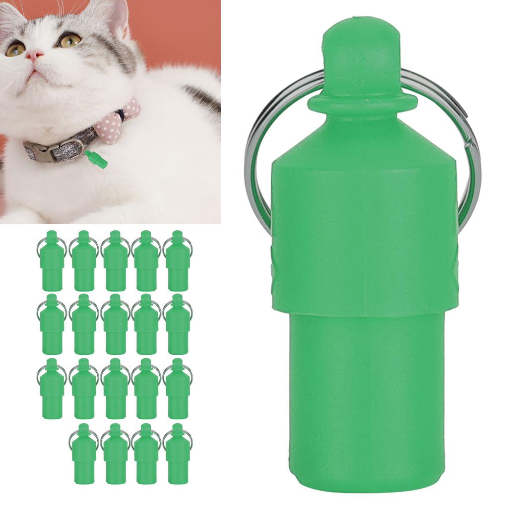 20 шт., бирка для домашних животных с защитой от потери, собака, кошка, идентификационное имя, адрес, этикетка для хранения, бочка с воротником-трубкой, подвеска(зеленый )