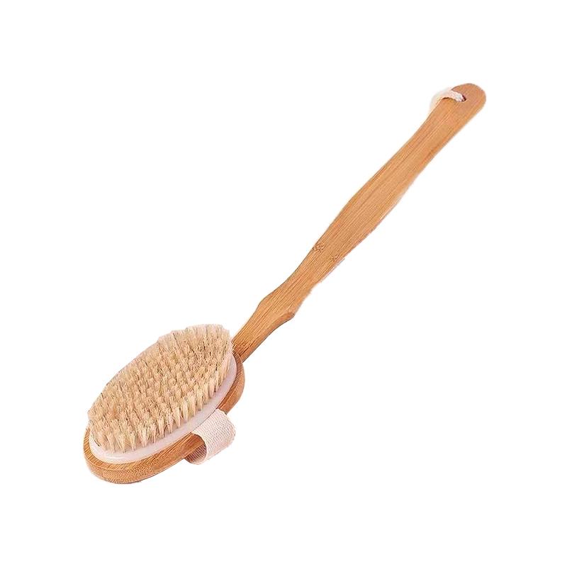 Jingxun Boar Bristle Bath Brush Dual-Use Wet and Dry Body Scrubber Detachable Massage Shower Brush