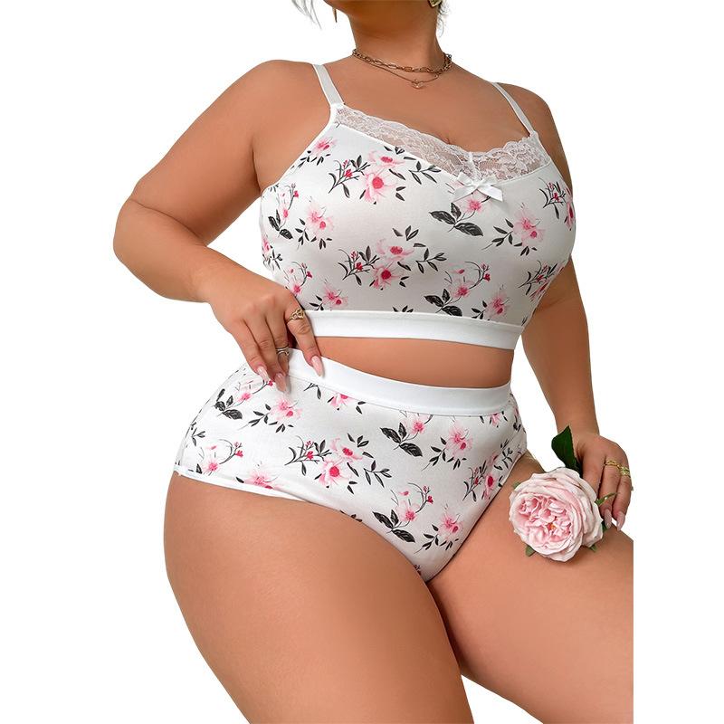 Large Size Underwear Set Thin Push-up Adjustable Anti-sagging Bra Large Breast Underwear