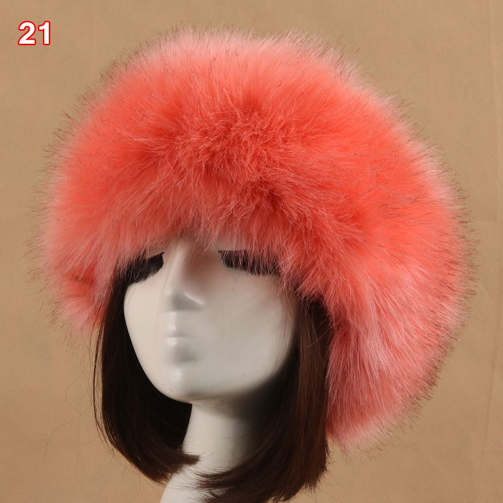Outdoor Earwarmer Winter Thick Fluffy Faux Fur Women Russian Cap Headband Hat