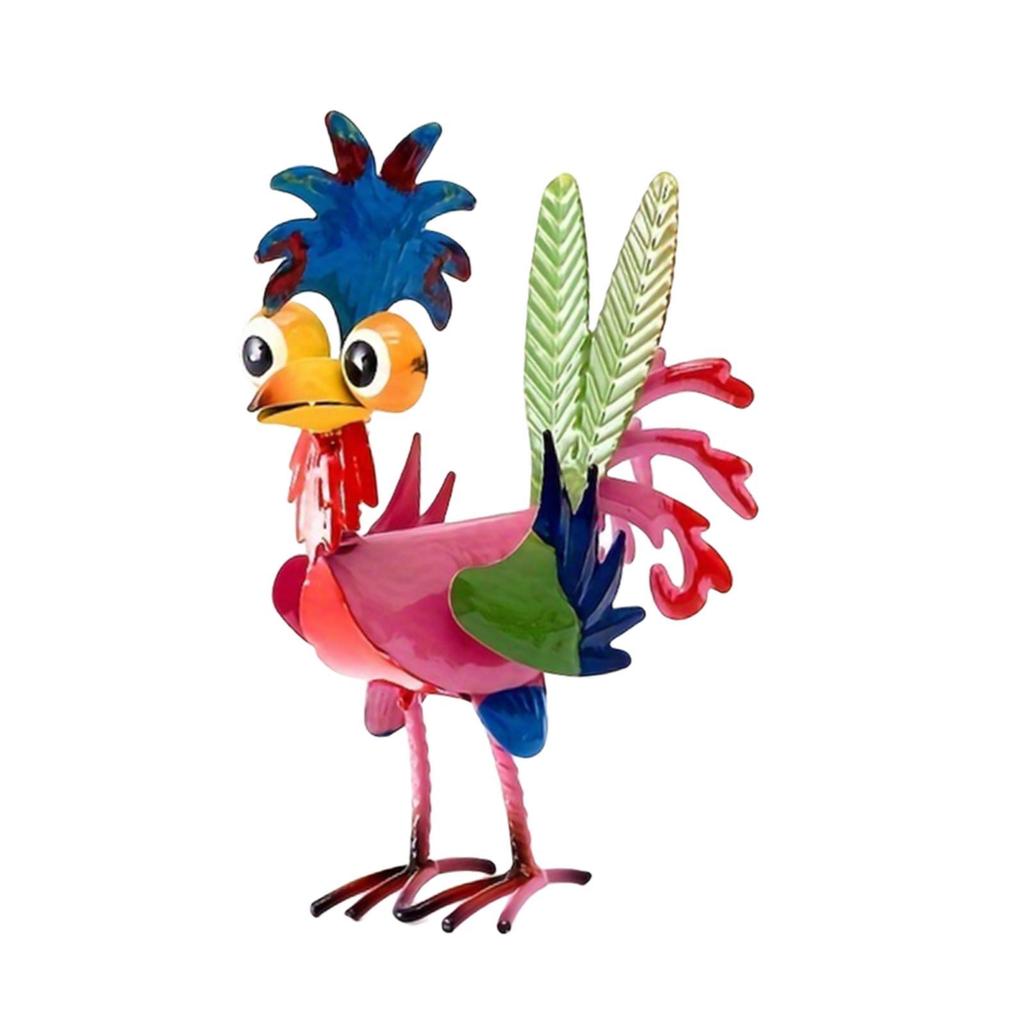 8" Tall Metal Rooster Craft Balcony Kitchen Decor Metal Chicken Sculpture