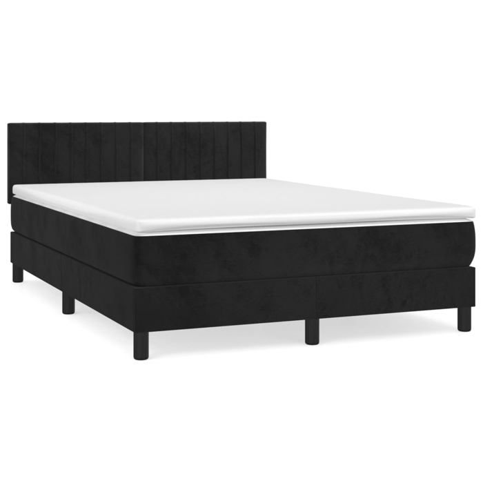Maison Exclusive - Sommier à lattes de lit avec matelas Noir 140x200 cm Velours